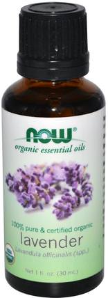 Organic Essential Oils, Lavender, 1 fl oz (30 ml) by Now Foods, 沐浴，美容，香薰精油，薰衣草精油 HK 香港