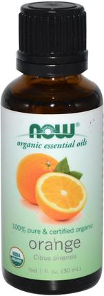 Organic Essential Oils, Orange, 1 fl oz (30 ml) by Now Foods, 沐浴，美容，香薰精油，橙油 HK 香港