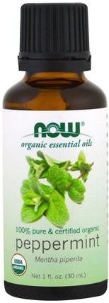 Organic Essential Oils, Peppermint, 1 fl oz (30ml) by Now Foods, 沐浴，美容，香薰精油，薄荷油，現在食品有機精油 HK 香港
