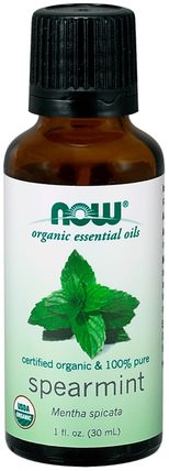 Organic Essential Oils, Spearmint, 1 fl oz (30 ml) by Now Foods, 沐浴，美容，香薰精油 HK 香港