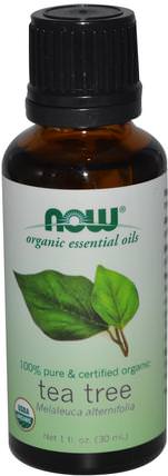 Organic Essential Oils, Tea Tree, 1 fl oz (30 ml) by Now Foods, 沐浴，美容，香薰精油，茶樹精油 HK 香港