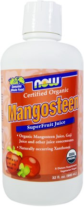 Organic Mangosteen, SuperFruit Juice, 32 fl oz (946 ml) by Now Foods, 補充劑，抗氧化劑，咖啡茶和飲料，果汁 HK 香港