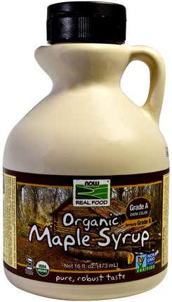 Real Food, Organic Maple Syrup, Grade A, Dark Color, 16 fl oz (473 ml) by Now Foods, 食物，甜味劑，楓糖漿 HK 香港