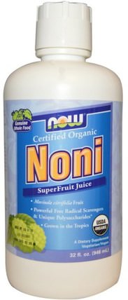 Organic Noni, SuperFruit Juice, 32 fl oz (946 ml) by Now Foods, 草藥，諾麗果汁提取物，咖啡茶和飲料，果汁 HK 香港