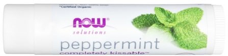 Solutions, Completely Kissable, Organic Lip Balm, Peppermint, 0.15 oz (4.25 g) by Now Foods, 洗澡，美容，唇部護理，唇膏 HK 香港