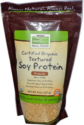 Real Food, Organic Textured Soy Protein, Granules, 8 oz (227 g) by Now Foods, 補充劑，豆製品，大豆蛋白 HK 香港