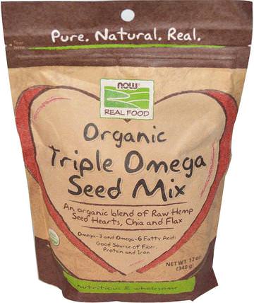 Real Food, Organic Triple Omega Seed Mix, 12 oz (340 g) by Now Foods, 補充劑，efa omega 3 6 9（epa dha） HK 香港