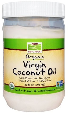 Real Food, Organic Virgin Coconut Oil, 20 fl oz (591 ml) by Now Foods, 食物，椰子油，食用油酒和醋 HK 香港