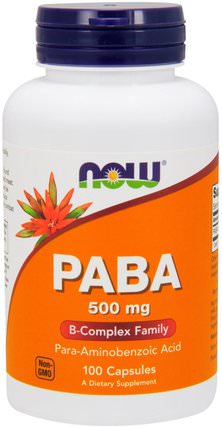 PABA, 500 mg, 100 Capsules by Now Foods, 維生素，維生素b，巴巴 HK 香港