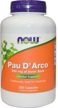 Pau D Arco, 500 mg, 250 Capsules by Now Foods, 草藥，保羅達爾科 HK 香港