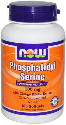 Phosphatidyl Serine, 100 mg, 100 Softgels by Now Foods, 補充劑，氨基酸，磷脂酰絲氨酸 HK 香港