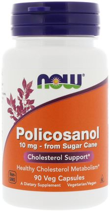 Policosanol, 10 mg, 90 Veg Capsules by Now Foods, 補充劑，多廿烷醇 HK 香港