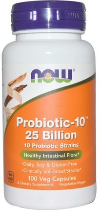 Probiotic-10, 25 Billion, 100 Veg Capsules by Now Foods, 補充劑，益生菌，冰冷藏產品 HK 香港