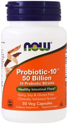 Probiotic-10, 50 Billion, 50 Veg Capsules by Now Foods, 補充劑，益生菌，冰冷藏產品 HK 香港