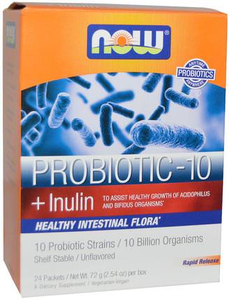 Probiotic-10, Unflavored, 24 Packets, 2.54 oz (72 g) by Now Foods, 補充劑，益生菌，穩定的益生菌 HK 香港