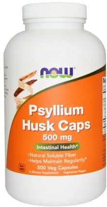 Psyllium Husk Caps, 500 mg, 500 Veg Capsules by Now Foods, 補品，纖維，洋車前子殼 HK 香港