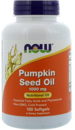 Pumpkin Seed Oil, 1000 mg, 100 Softgels by Now Foods, 補充劑，efa omega 3 6 9（epa dha），南瓜籽油 HK 香港