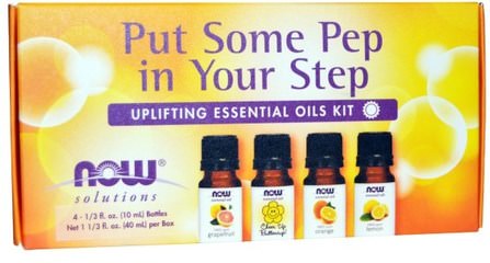 Essential Oils Kit, Put Some Pep in Your Step, Uplifting, 4 Bottles, 1/3 fl oz (10 ml) by Now Foods, 沐浴，美容，香薰精油，禮品套裝 HK 香港