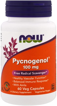 Pycnogenol, 100 mg, 60 Veg Capsules by Now Foods, 補充劑，碧蘿芷 HK 香港
