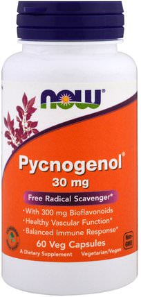 Pycnogenol, 30 mg, 60 Veg Capsules by Now Foods, 補充劑，碧蘿芷 HK 香港