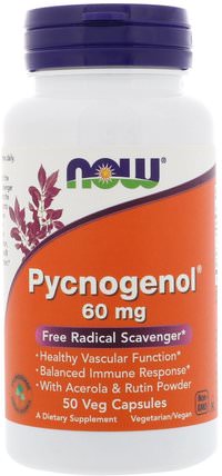 Pycnogenol, 60 mg, 50 Veg Capsules by Now Foods, 補充劑，碧蘿芷，抗氧化劑，蘆丁 HK 香港