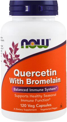 Quercetin with Bromelain, 120 Veg Capsules by Now Foods, 補充劑，槲皮素，酶，菠蘿蛋白酶 HK 香港