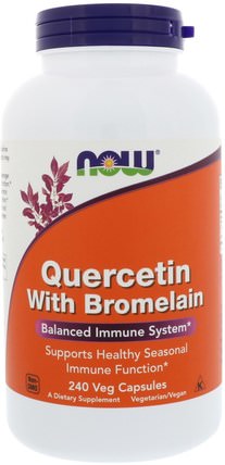 Quercetin with Bromelain, 240 Veg Capsules by Now Foods, 補充劑，槲皮素 HK 香港