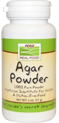 Real Food, Agar Powder, 2 oz (57 g) by Now Foods, 補充劑，各種藻類，瓊脂瓊脂 HK 香港