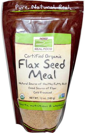 Real Food, Certified Organic Flax Seed Meal, 12 oz (340 g) by Now Foods, 補充劑，亞麻籽，亞麻纖維 HK 香港