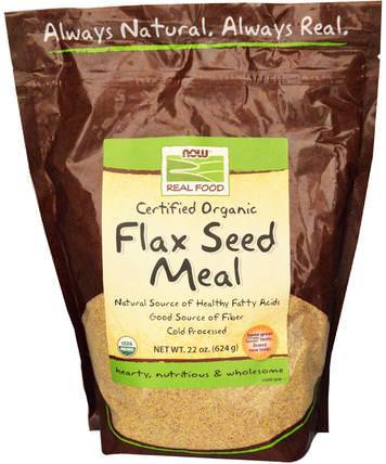 Real Food, Certified Organic Flax Seed Meal, 22 oz (624 g) by Now Foods, 補充劑，亞麻籽，亞麻纖維，亞麻粉 HK 香港