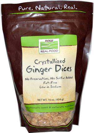 Real Food, Crystallized Ginger Dices, 16 oz (454 g) by Now Foods, 食物，零食，姜根，生薑香料 HK 香港