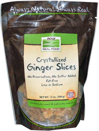 Real Food, Crystallized Ginger Slices, 12 oz (340 g) by Now Foods, 草藥，姜根，乾果 HK 香港