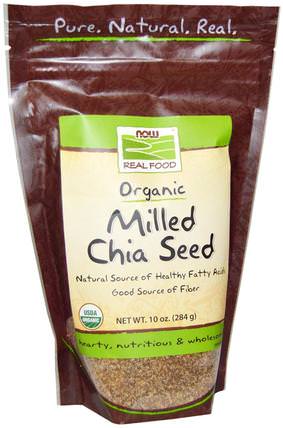 Real Food, Organic Milled Chia Seed, 10 oz (284 g) by Now Foods, 補充劑，efa omega 3 6 9（epa dha），正大種子 HK 香港