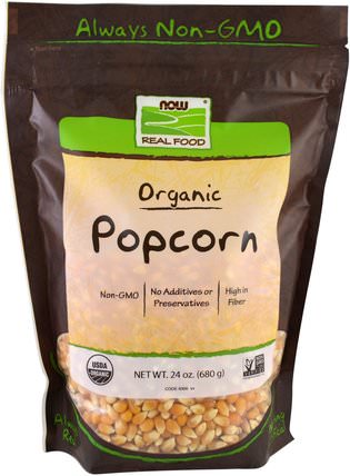 Real Food, Organic Popcorn, 24 oz (680 g) by Now Foods, 食物，堅果種子穀物，爆米花 HK 香港