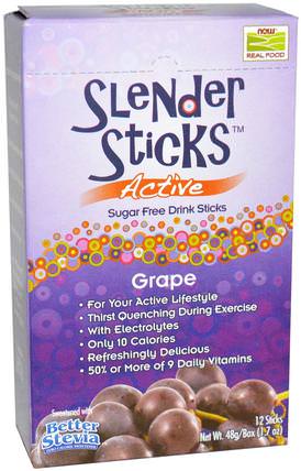 Real Food, Slender Sticks, Active, Grape, 12 Sticks, (4 g) Each by Now Foods, 運動，電解質飲料補水 HK 香港
