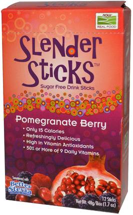 Real Food, Slender Sticks, Pomegranate Berry, 12 Sticks, 4 g Each by Now Foods, 補充劑，抗氧化劑 HK 香港