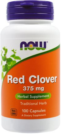 Red Clover, 375 mg, 100 Capsules by Now Foods, 草藥，紅三葉草 HK 香港