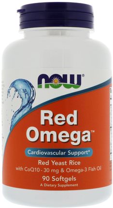 Red Omega, 90 Softgels by Now Foods, 補充劑，輔酶q10，coq10 +魚油，健康，膽固醇支持，紅曲米+輔酶q10 HK 香港