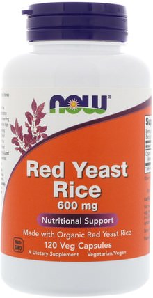 Red Yeast Rice, 600 mg, 120 Veg Capsules by Now Foods, 補品，紅曲米 HK 香港