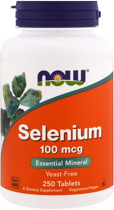 Selenium, Yeast Free, 100 mcg, 250 Tablets by Now Foods, 補充劑，抗氧化劑，硒 HK 香港