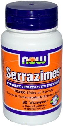 Serrazimes, 90 Veg Capsules by Now Foods, 補充劑，酶，沙雷胃蛋白酶 HK 香港