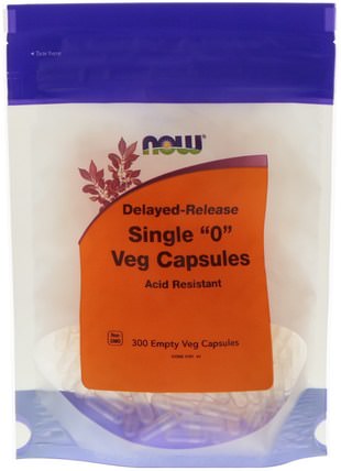 Single 0 Veg Capsules, Delayed-Release, 300 Empty Veg Capsules by Now Foods, 補品，空膠囊 HK 香港