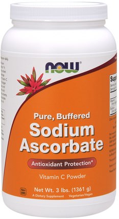 Sodium Ascorbate Powder, 3 lbs (1361 g) by Now Foods, 補品，礦物質，鈉 HK 香港