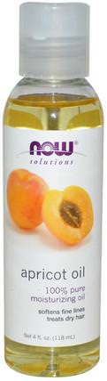 Solutions, Apricot Oil, 4 fl oz (118 ml) by Now Foods, 健康，皮膚，按摩油，杏仁油 HK 香港