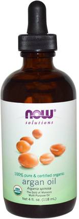 Solutions, Argan Oil, 4 fl oz (118 ml) by Now Foods, 洗澡，美容，堅果，現在食物浴，現在食物油 HK 香港