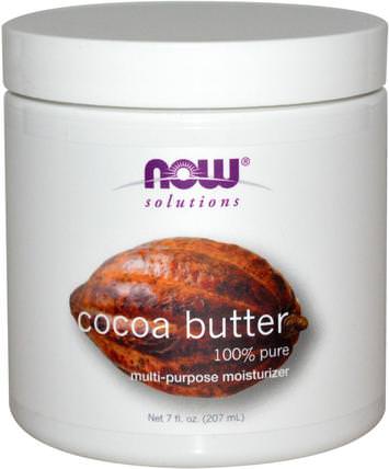 Solutions, Cocoa Butter, 7 fl oz (207 ml) by Now Foods, 可可脂，健康，妊娠紋疤痕，皮膚 HK 香港