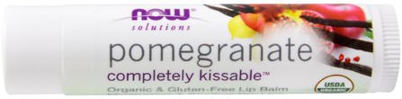 Solutions, Completely Kissable, Organic Lip Balm, Pomegranate, 0.15 oz (4.25 g) by Now Foods, 洗澡，美容，唇部護理，唇膏 HK 香港