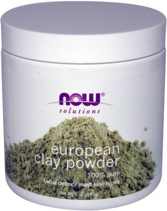 Solutions, European Clay Powder, Facial Detox, 6 oz (170 g) by Now Foods, 健康，排毒，粘土，美容，面部護理，皮膚 HK 香港