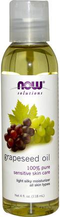 Solutions, Grapeseed Oil, 4 fl oz (118 ml) by Now Foods, 健康，皮膚，葡萄籽油，現在食用油 HK 香港