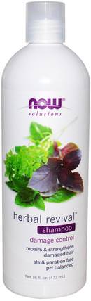 Solutions, Herbal Revival Shampoo, 16 fl oz (473 ml) by Now Foods, 洗澡，美容，洗髮水，現在食物洗澡，現在食品洗髮水，護髮素 HK 香港